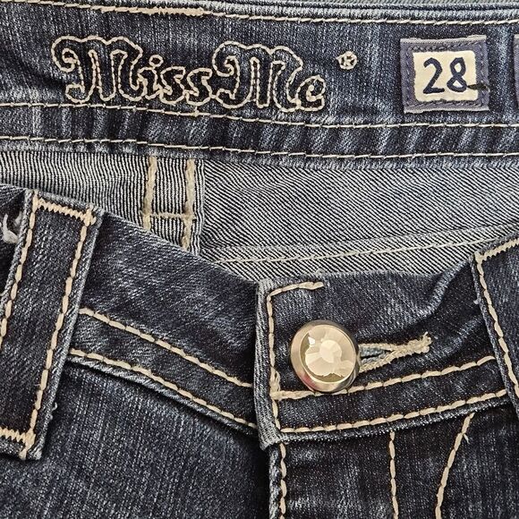 MISS ME Easy Boot Jeans Women's 28 (30x31) Low-Rise Embellished Flap Pockets - Picture 3 of 11